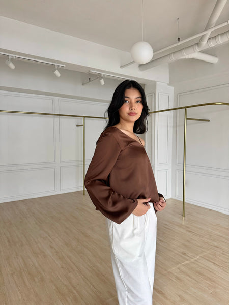 Brooklyn silk top (COCOA)