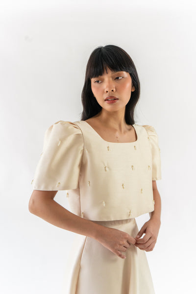 Leonor top with Teardrop pearl beadwork (PRE-ORDER in 5 colors)