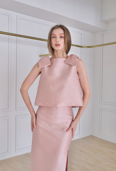 Maya top (BLUSH w/ pearls)