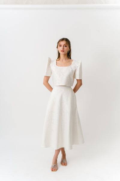 Amihan midi skirt (WHITE FLORAL)