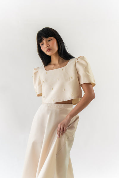 Leonor top with Teardrop pearl beadwork (PRE-ORDER in 5 colors)