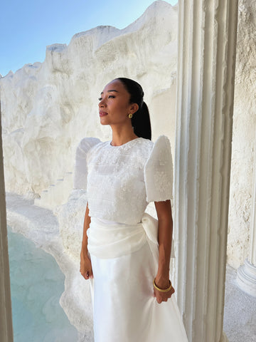 Maria top (WHITE EMBOSSED)