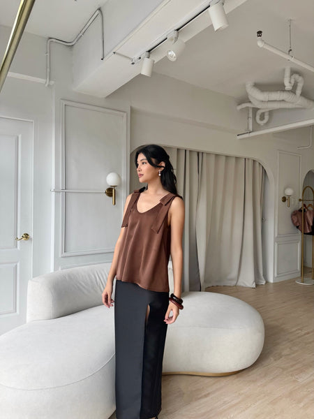 Lucy silk top (COCOA)