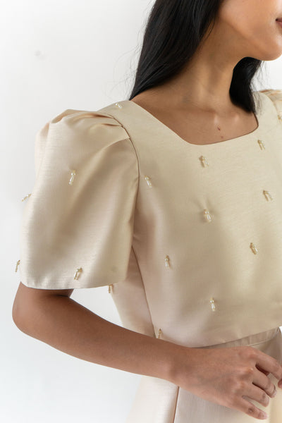 Leonor top with Teardrop pearl beadwork (PRE-ORDER in 5 colors)