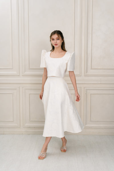 Amihan midi skirt (WHITE FLORAL)