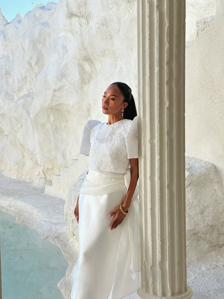 Maria top (WHITE EMBOSSED)