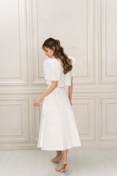 Amihan midi skirt (WHITE FLORAL)