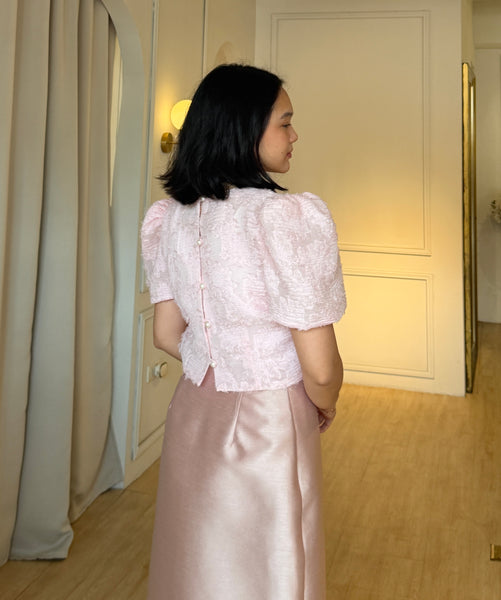 Milla top (BABY PINK EMBOSSED)