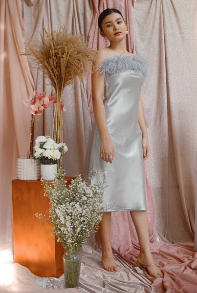 Dominique silk dress (SILVER GRAY | PRE-ORDER)