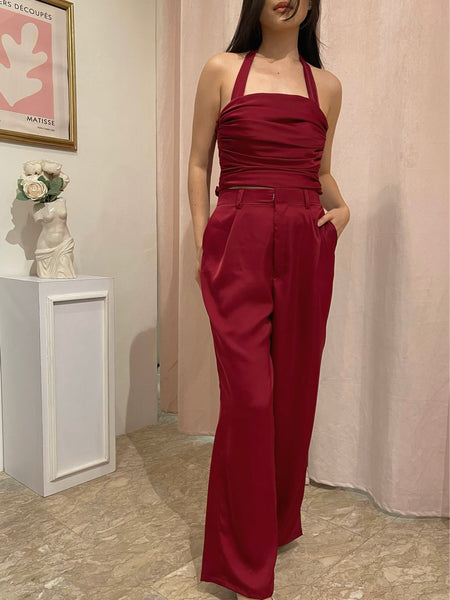 Dahlia silk pants (WINE RED)