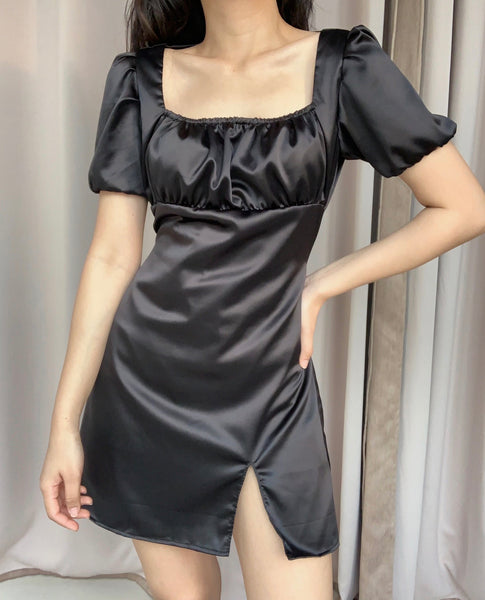 Lily silk dress (BLACK)