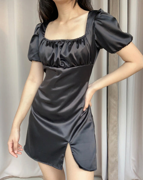Lily silk dress (BLACK)