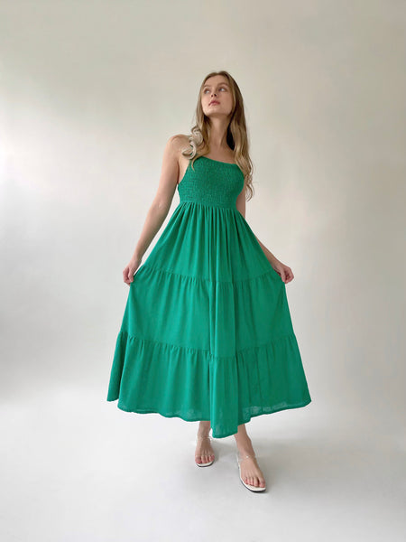 Veronica linen dress (GREEN)