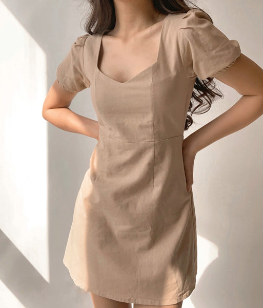 Irene linen dress (Khaki)