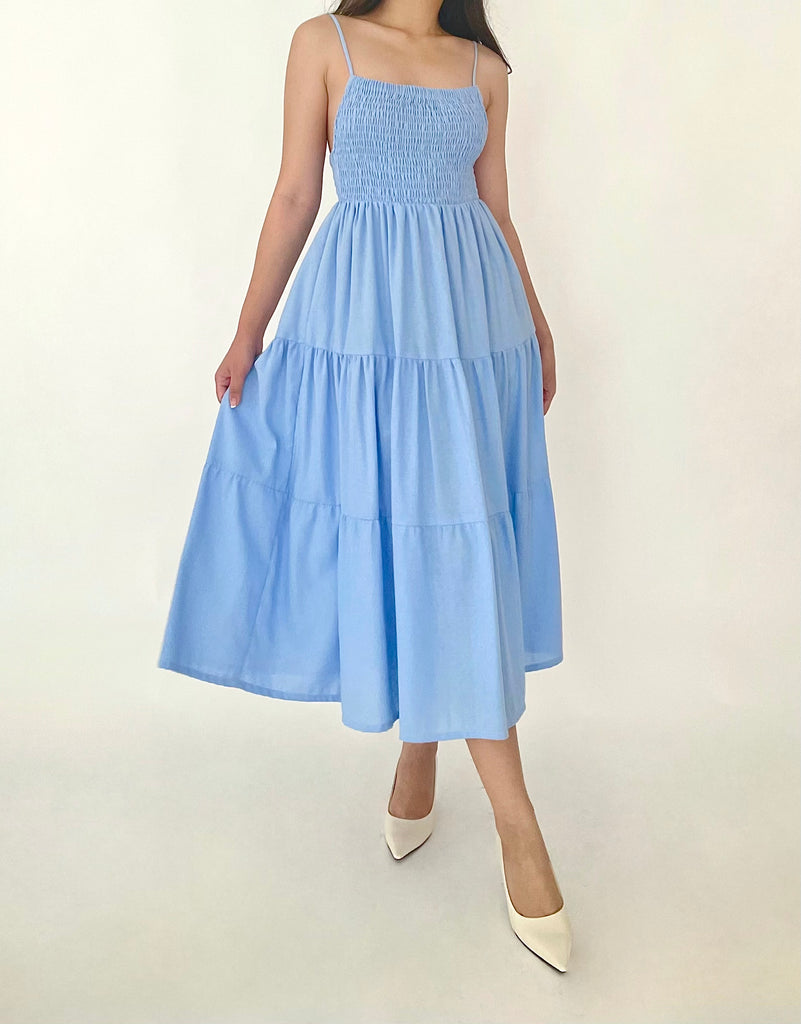 Veronica linen dress (CORNFLOWER BLUE)