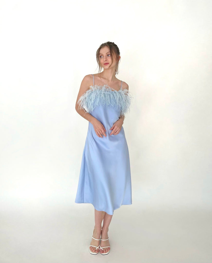 Dominique silk dress (POWDER BLUE | PRE-ORDER)