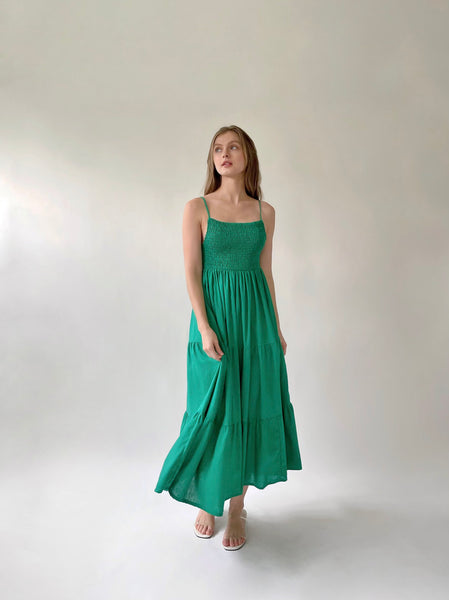 Veronica linen dress (GREEN)
