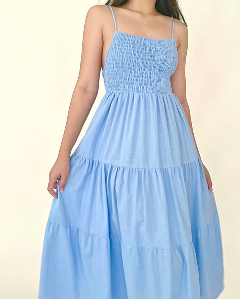 Veronica linen dress (CORNFLOWER BLUE)