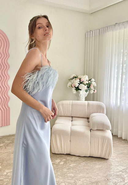Dominique silk dress (POWDER BLUE | PRE-ORDER)