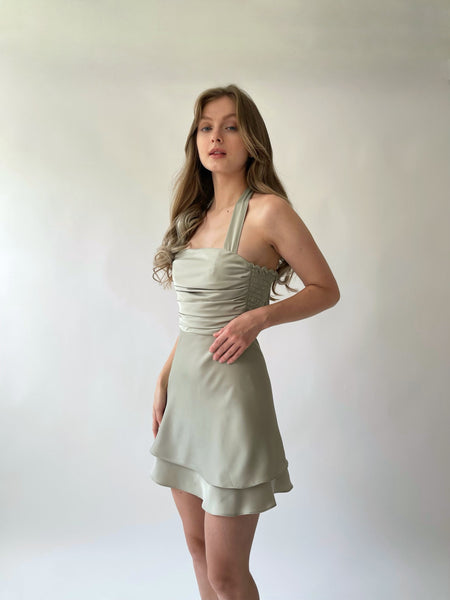 Evelyn silk dress (Sage green)