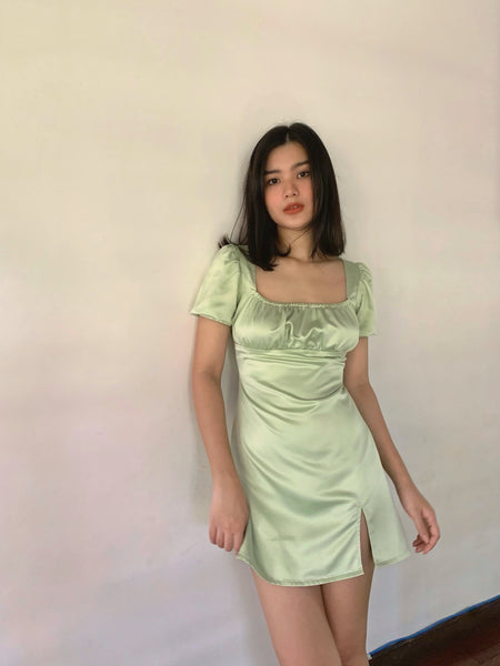 Lily silk dress (AVOCADO)